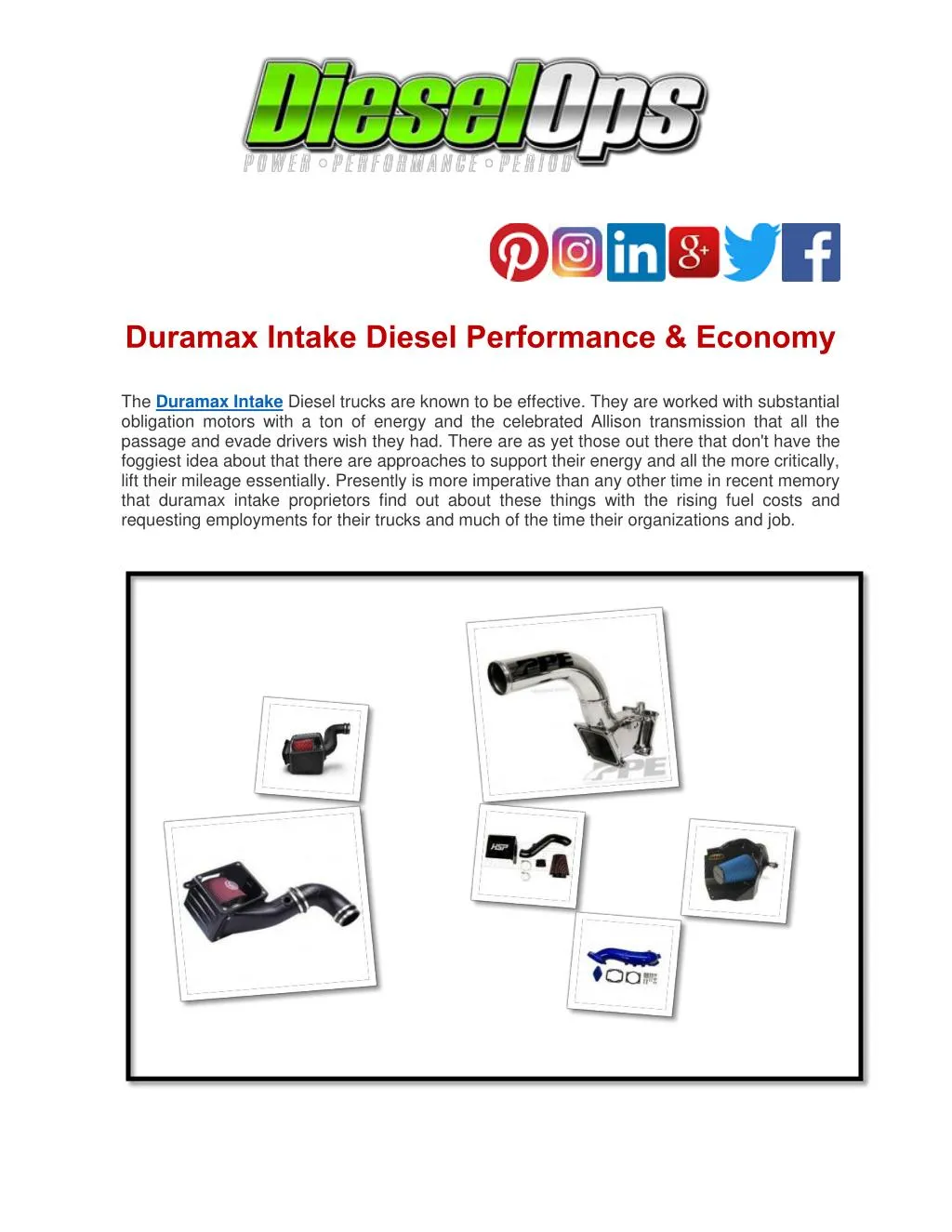 duramax intake diesel performance economy