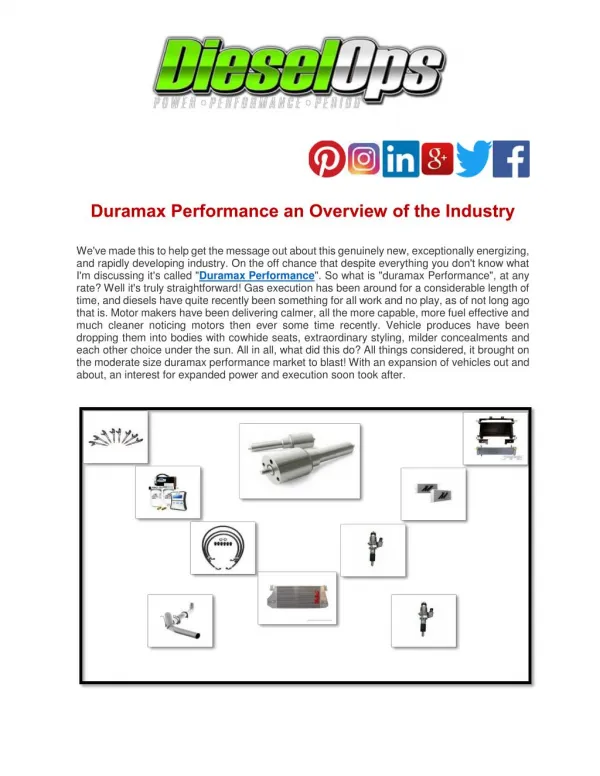 Duramax Performance an Overview of the Industry