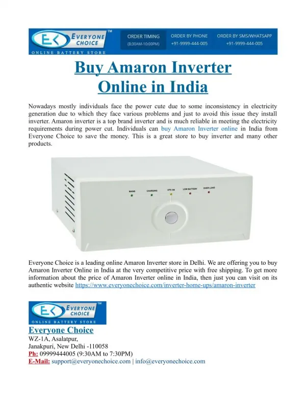 Buy Amaron Inverter Online in India