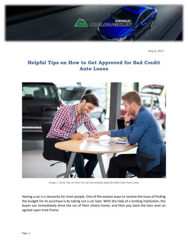 Helpful Tips on How to Get Approved for Bad Credit Auto Loans