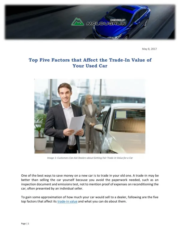Top Five Factors that Affect the Trade-In Value of Your Used Car