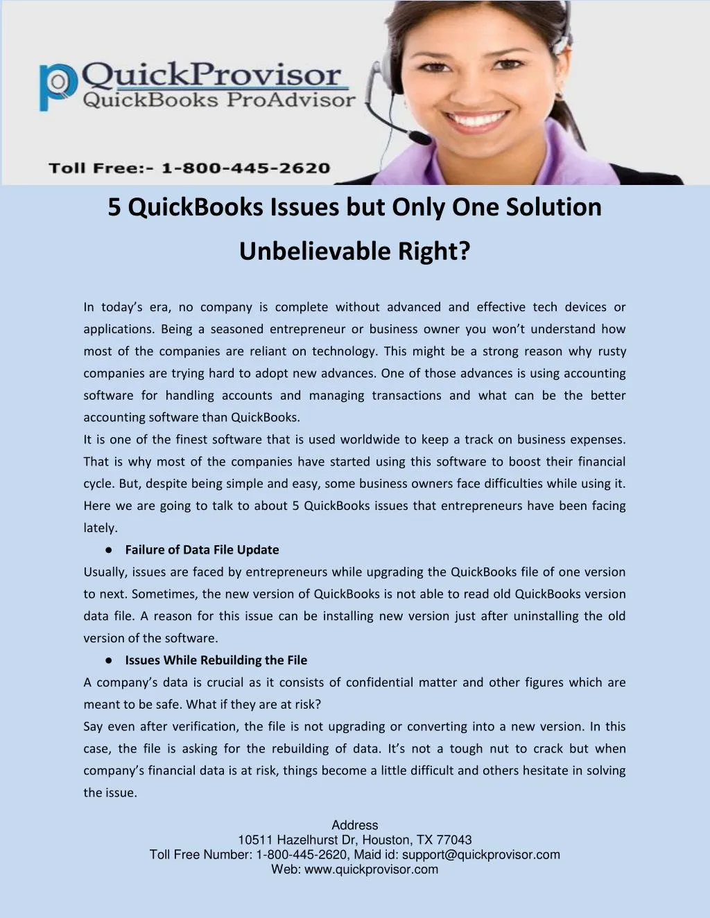 5 quickbooks issues but only one solution