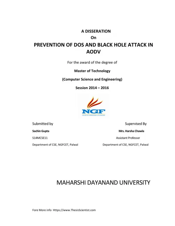 PREVENTION OF DOS AND BLACK HOLE ATTACK IN AODV