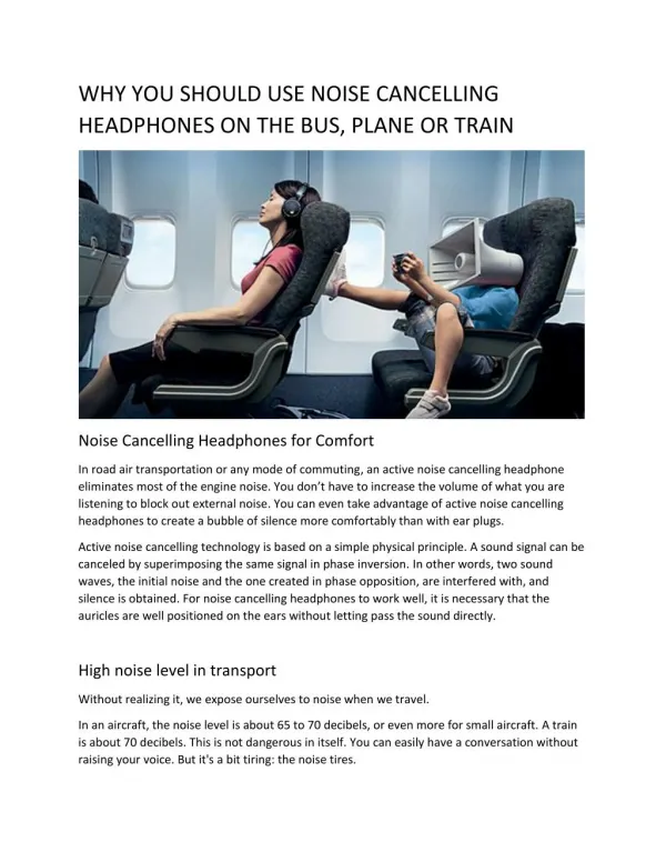 Why You Should Use Noise Cancelling Headphones on Bus, Planes and Trains