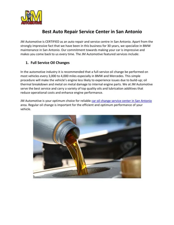 Best Auto Repair Service Center in San Antonio