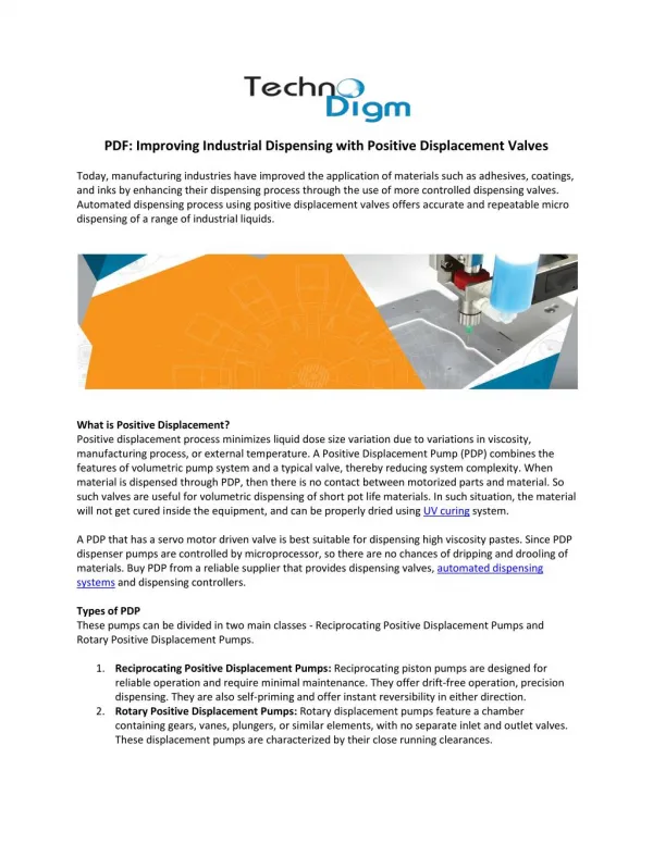 Improving Industrial Dispensing with Positive Displacement Valves