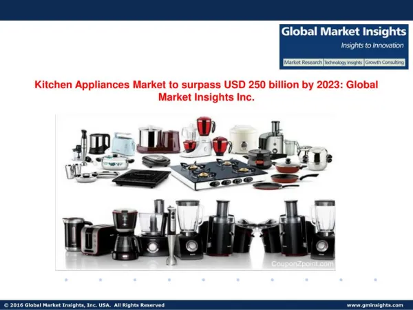 Household Kitchen Appliances to grow at 4.3% CAGR from 2016 to 2023