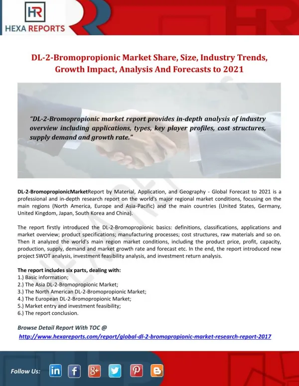 Global DL-2-Bromopropionic Market Share, Size, Industry Trends, Growth Impact, Analysis And Forecasts, 2017-2021