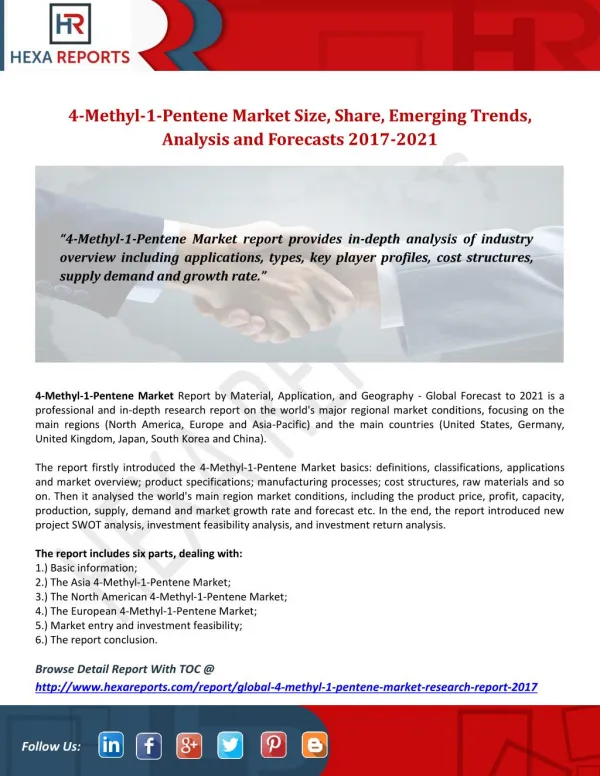 Global 4-Methyl-1-Pentene Market Research Report 2017