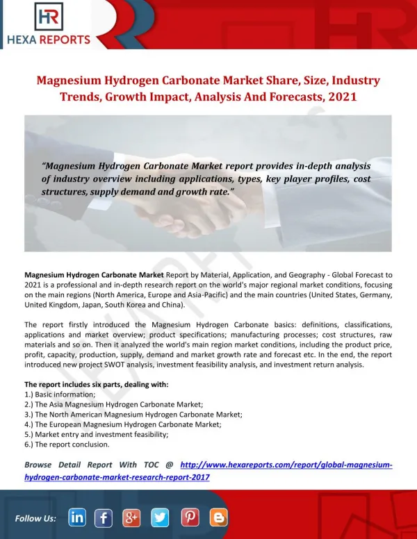 Global Magnesium Hydrogen Carbonate Market Research Report 2017