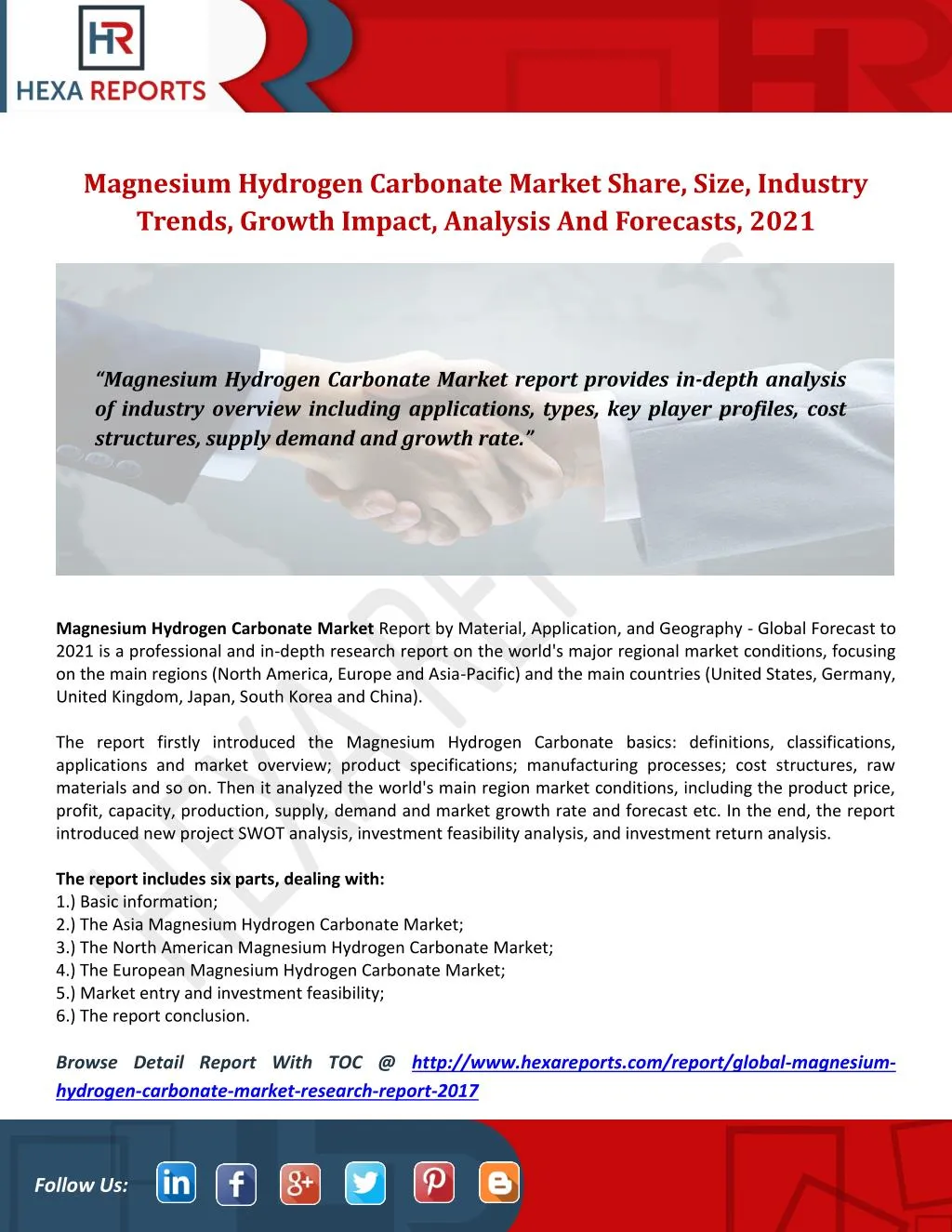 magnesium hydrogen carbonate market share size