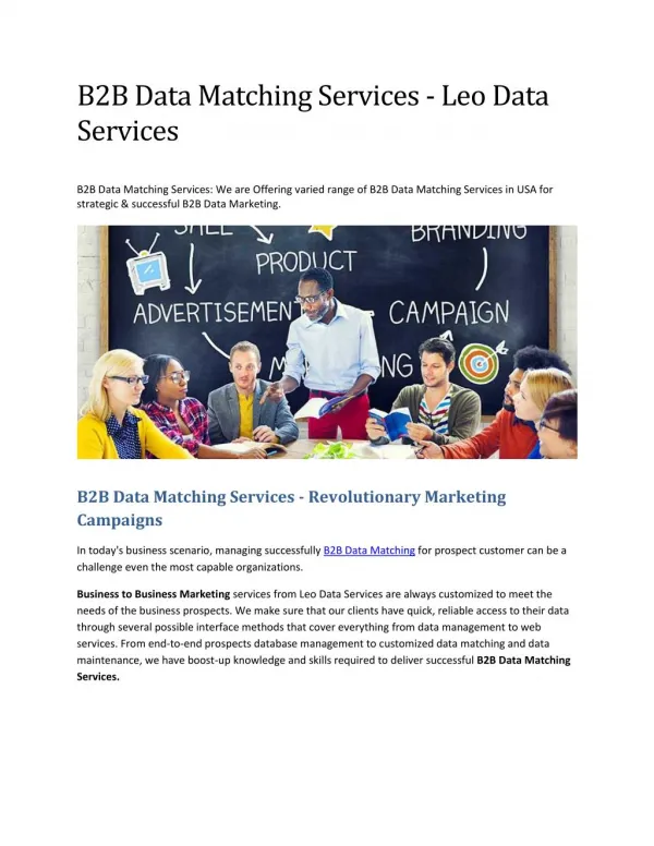 B2B Data Matching Services | Leo Data Services