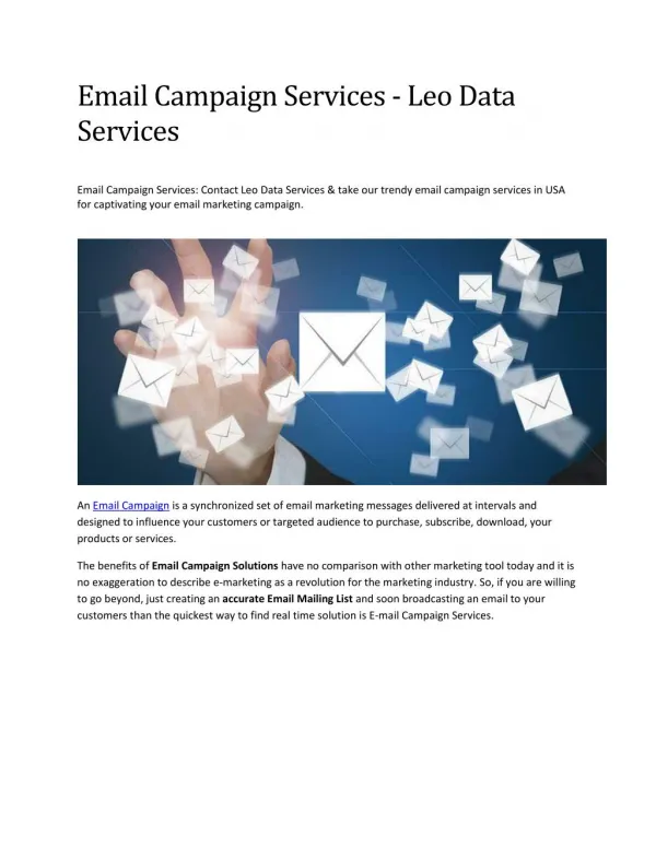 Email Campaign Services | Leo Data Services