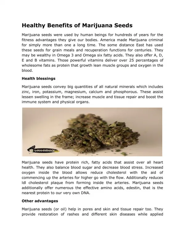 Healthy Benefits of Marijuana Seeds
