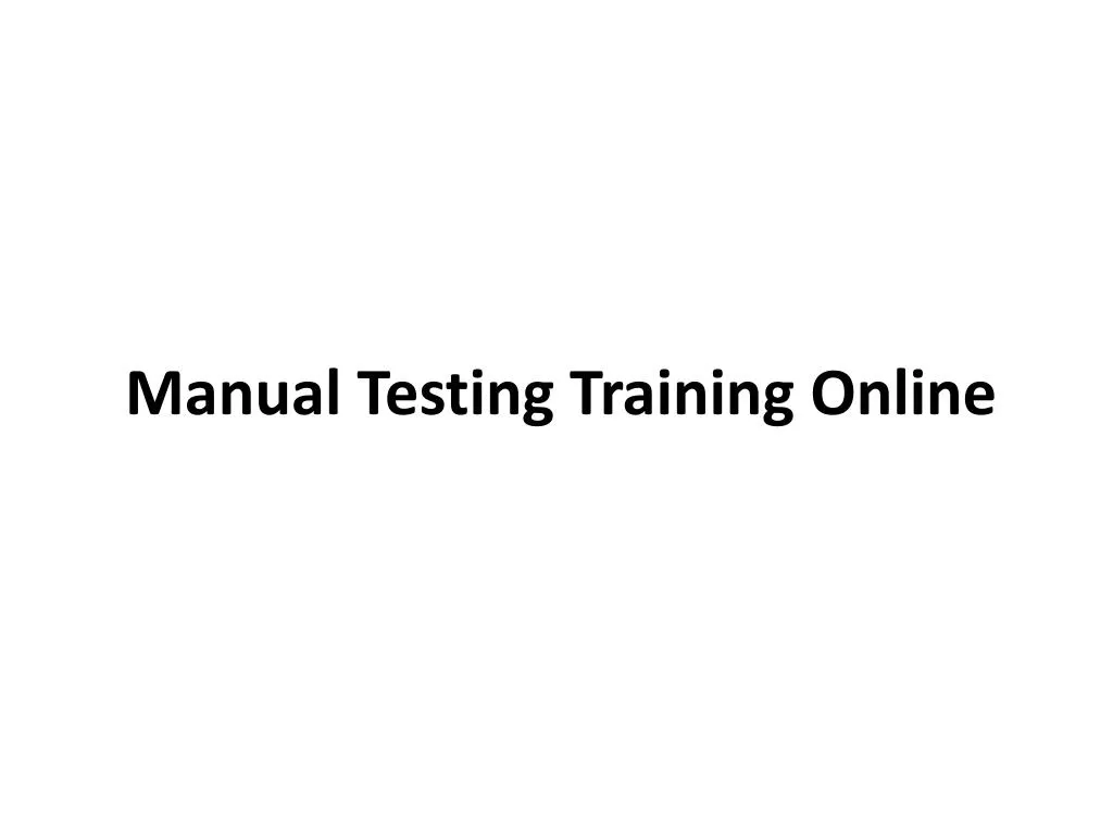 manual testing training online