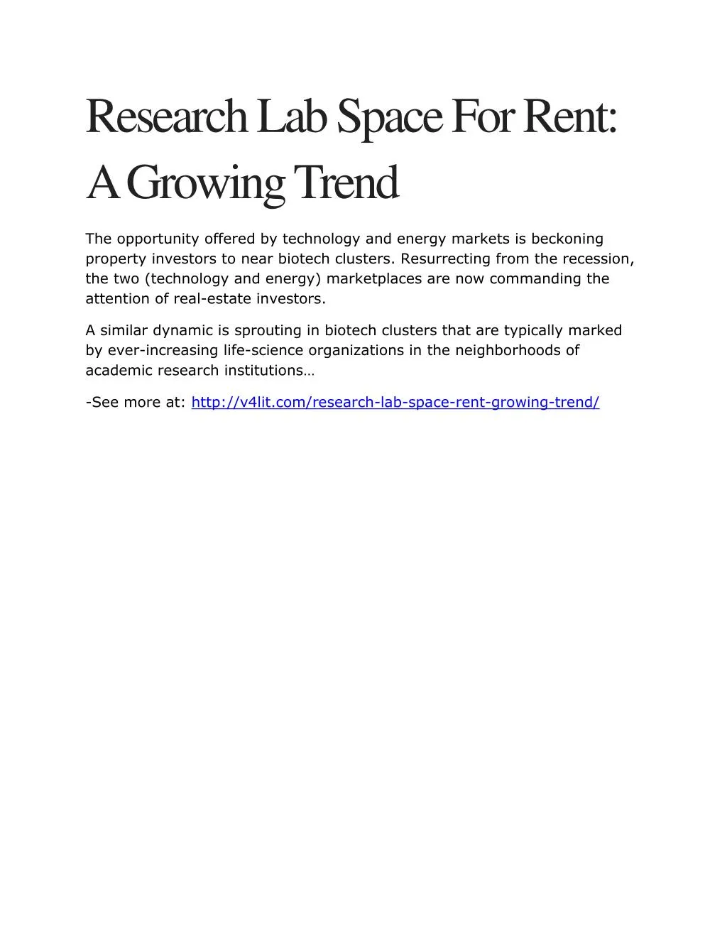 research lab space for rent a growing trend