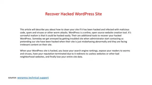 How to recover hacked wordpress site