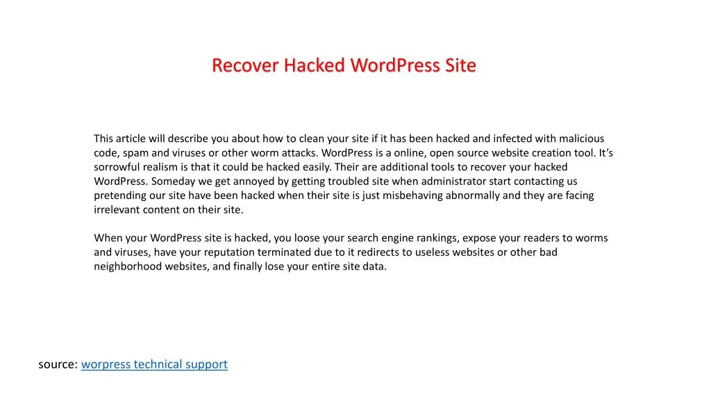 recover hacked wordpress site