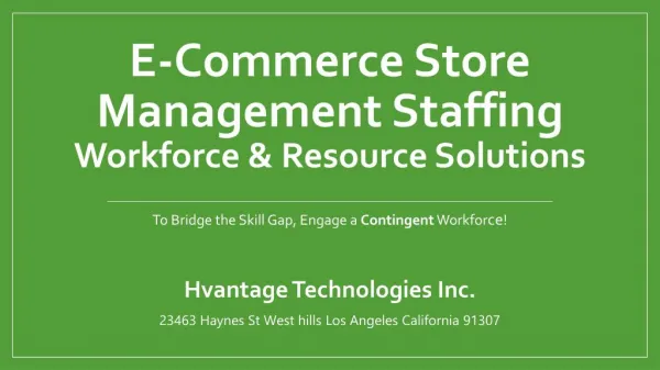 E-Commerce Store Management Staffing