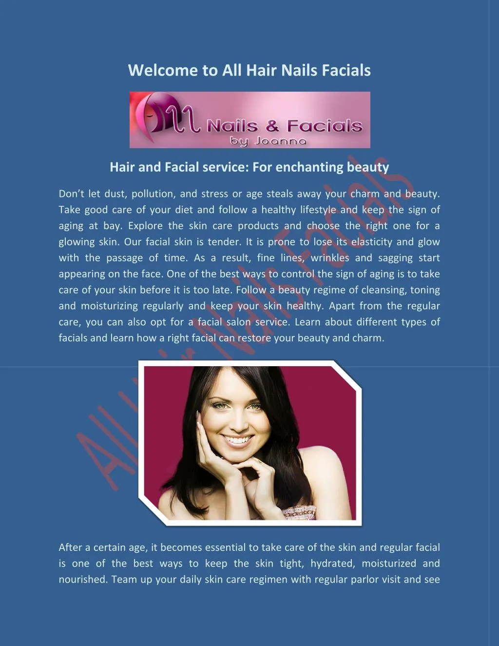 welcome to all hair nails facials