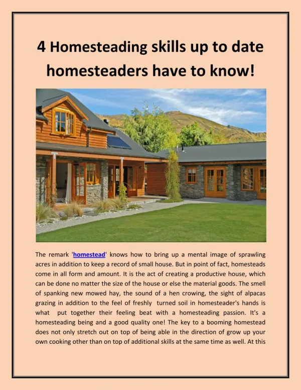 4 Homesteading skills up to date homesteaders have to to know!