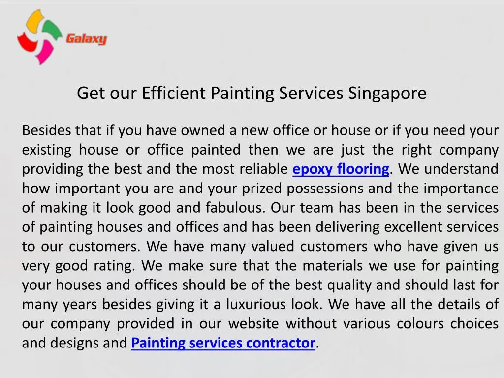 get our efficient painting services singapore