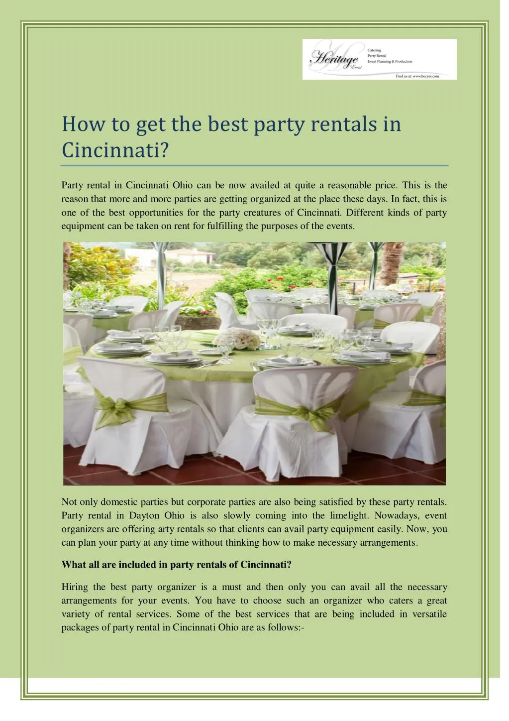 how to get the best party rentals in cincinnati