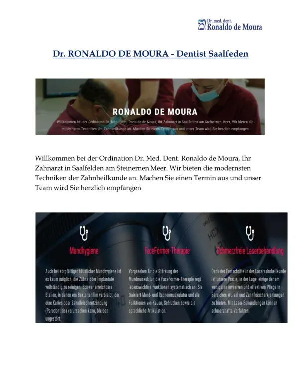 Dr. RONALDO DE MOURA - Dentist Saalfeden