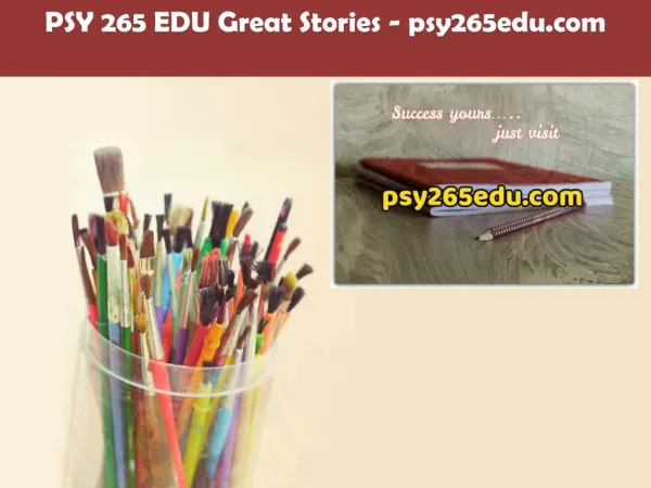 PSY 265 EDU Great Stories /psy265edu.com