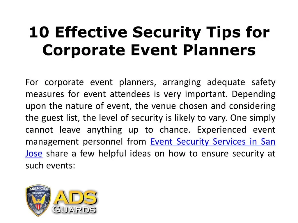 10 effective security tips for corporate event planners