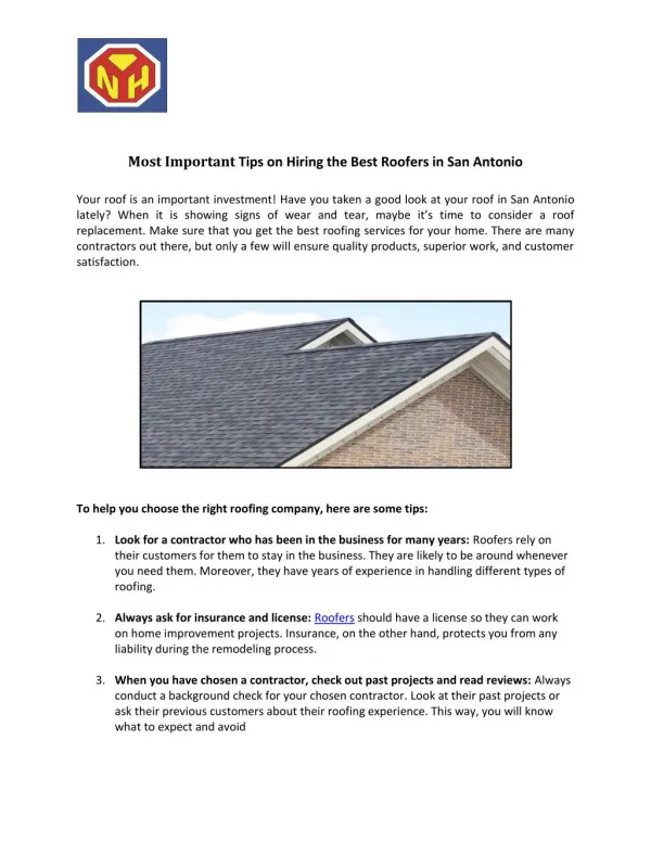 Trusted Roofing Replacement Company in San Antonio