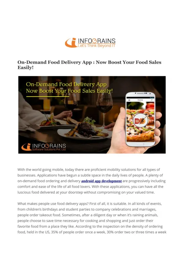 On-Demand Food Delivery App Development : Infograins