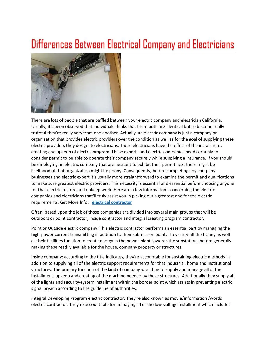 differences between electrical company