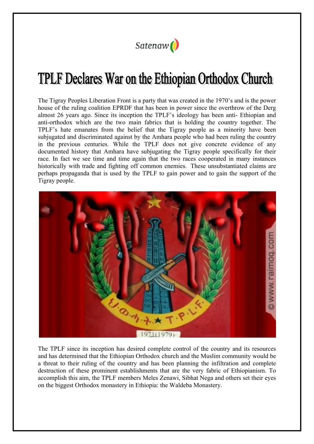 the tigray peoples liberation front is a party