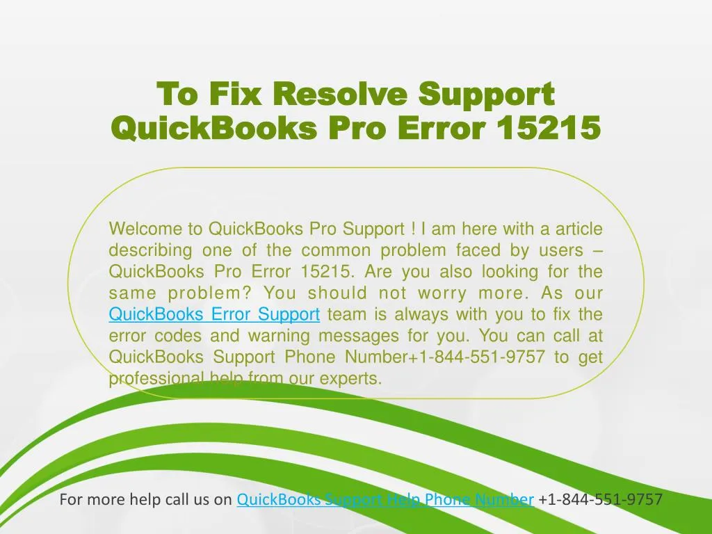 to fix resolve support quickbooks pro error 15215