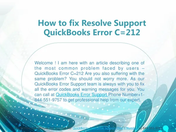 How to fix Resolve Support QuickBooks Error C=212