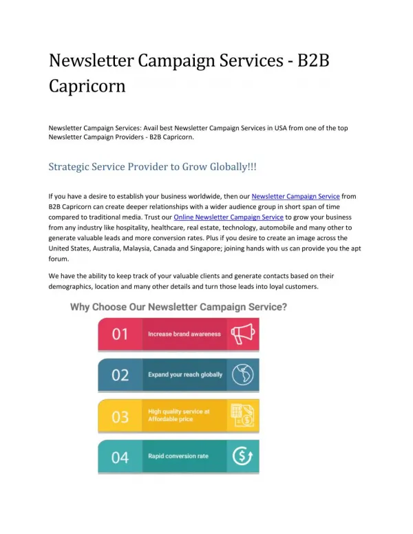 Newsletter Campaign Services - B2B Capricorn