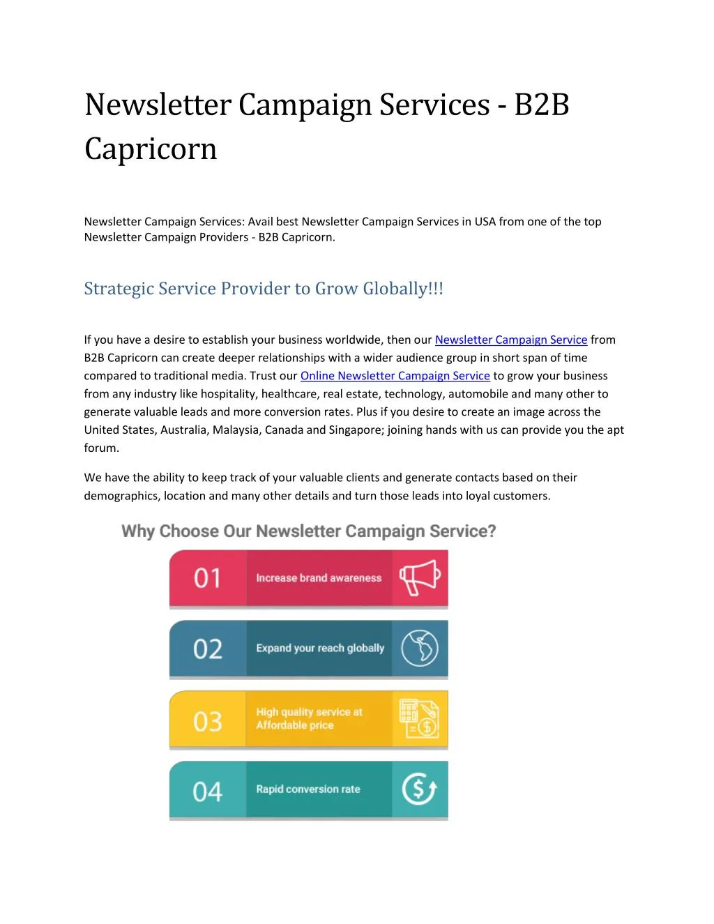 newsletter campaign services b2b capricorn