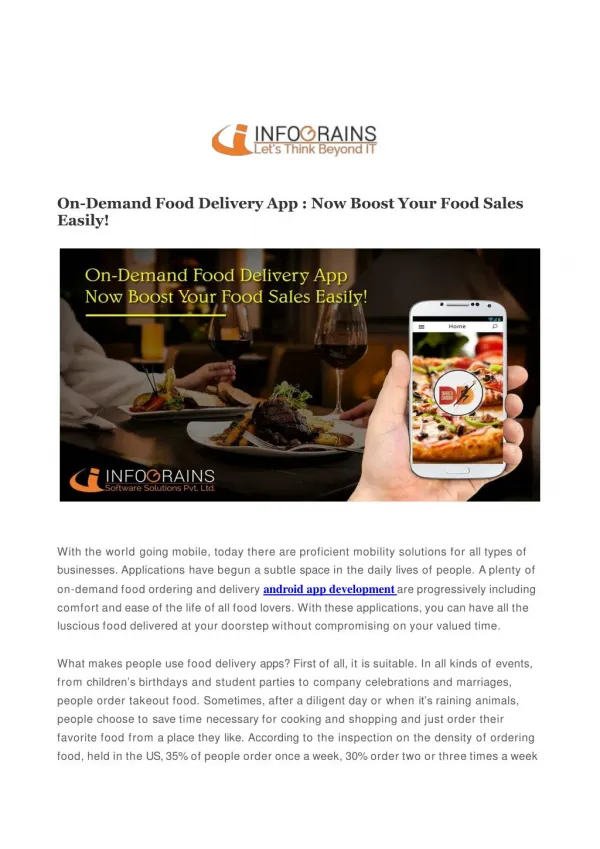 On-Demand Food Delivery App Development : Infograins