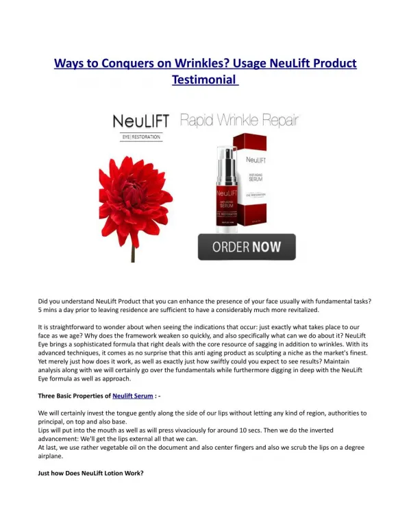 How Does NeuLift Lotion Work?
