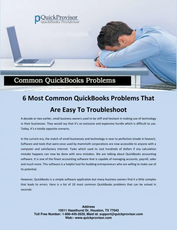 6 Most Common QuickBooks Problems That Are Easy To Troubleshoot
