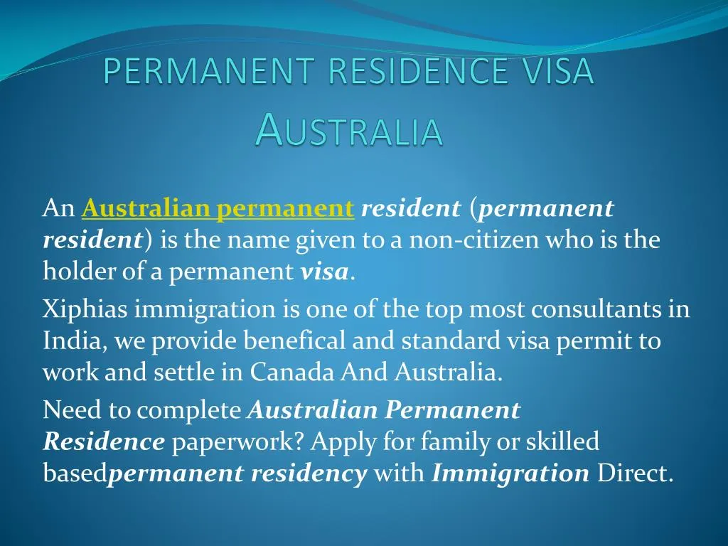 permanent residence visa australia