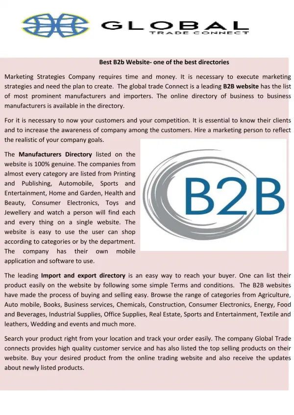 B2B trade directory