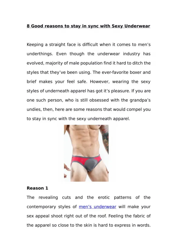 8 Good reasons to stay in sync with Exotic Underwear