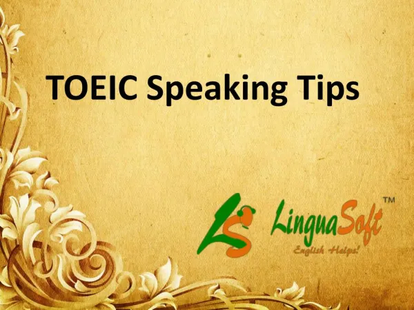 Toeic speaking Tips