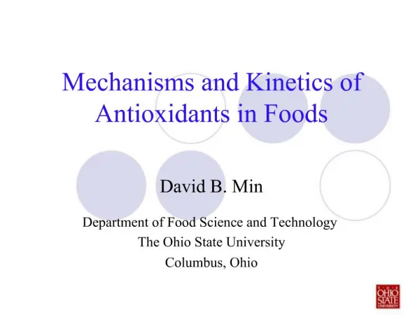 Mechanisms and Kinetics of Antioxidants in Foods