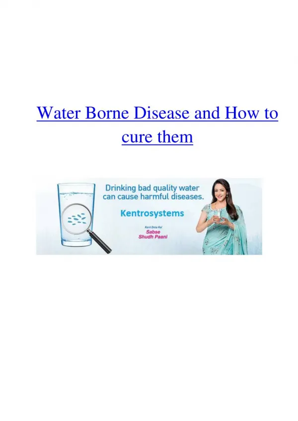 Water Borne Disease and how to cure them