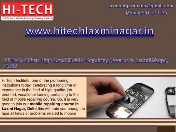 Hi Tech Offers High Level Mobile Repairing Course in Laxmi Nagar, Delhi