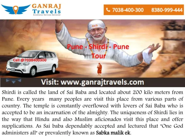 Pune to Shirdi Taxi Service by Ganraj Travels