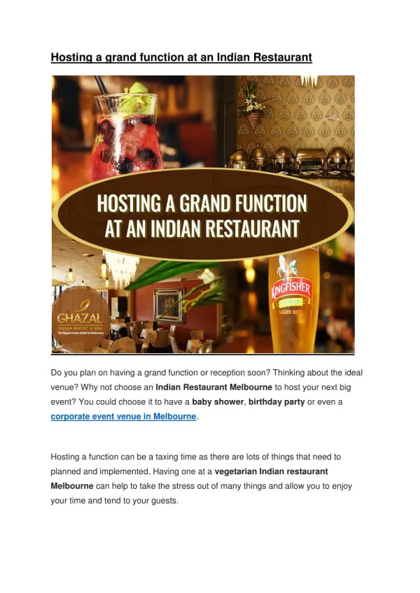 Hosting a grand function at an Indian Restaurant